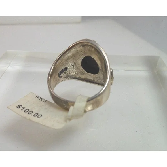 Exquisite Vintage 1990's Sterling Silver Carnelian Cigar Band Ring - Size 7.5 - Picture 7 of 11